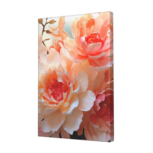 Toile de peinture pêche pivoine LHDGBWC de 45,7x30,5 cm pour salon