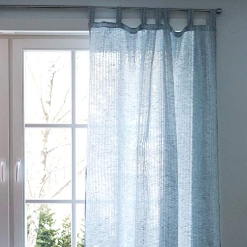 Varvara Home Cortina de Lino | Cortina de Lino Cortina de Lino | Visillo Elegante y práctico 140x245 cm Azul Cover