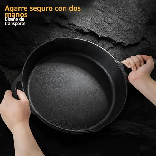 Miniatura 5 de Kichly - Sartén De Hierro Fundido Pre-Sazonado - Sartén - Utensilio De Cocina Seguro Para Interiores Y Exteriores - Sartén De Hierro Fundido De 31,75 Cm 12,5 Cm