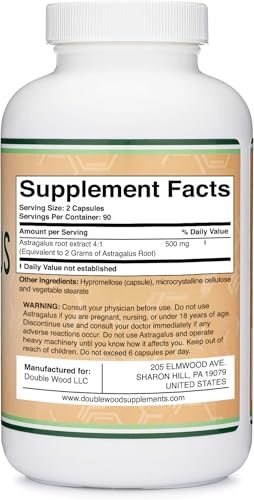Double Wood Supplements Immune Boosting Astragalus 500mg 180 Capsules - Rich in Flavonoids and Polysaccharides - Non-GMO, Gluten Free, Third Party Tested - Image 5