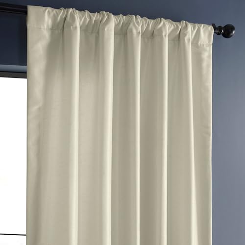 Image of HPD Half Price Drapes Room Darkening Curtains for Bedroom Vintage Textured Faux Dupioni Silk Curtains for Living Room (1 Panel), 50 X 96, Off White