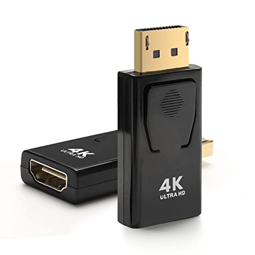 PCERCN Adaptador DisplayPort a HDMI, DP a HDMI Convertidor Displayport Macho a HDMI Hembra Adaptador, Resolución 4k Ultra Full HD de 1080p,para Computadora de Escritorio, Proyector, HDTV Cover