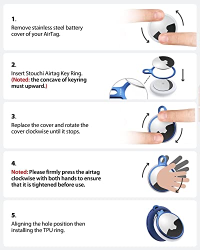 Image of Stouchi 2 Packs Holder Key Ring for Air Tag with Soft TPU Case | Stainless Steel Invisible Slim Keychain for Airtag 2nd Gen (2026) & 1st Gen Finder Items, Dog, Key, Backpacks Blue Red