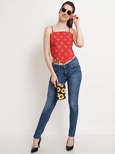 Image of POPWINGS Casual Hankie Cotton Sustainable Bagru Print Crop Top for Women || Square Neck Crop Top for Women || Sleeveless Crop Top for Women || Cotton Women Crop Top for Summer