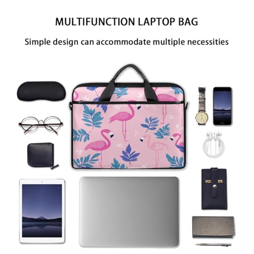 Bolso para laptop patrón de hoja de palma Flamingo 15 pulgadas miniatura 7