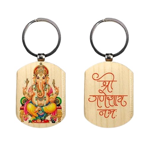 God Vinayaka Ganesh Natural Wood Keychain Best For Dharmik Gift Item