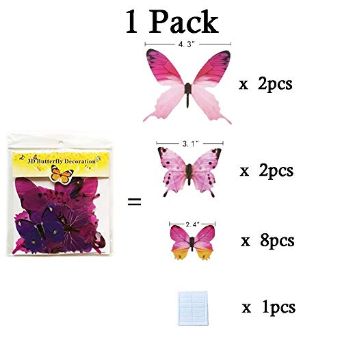 Ewong Butterfly Wall Decals - 60Pcs 3D Butterflies Home Decor-Stickers, Removable Mural Decoration For Girls Living Room Kids Bedroom Bathroom Baby Nursery, Waterproof Diy Crafts Art (5 Color) #TOP4