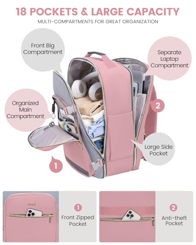 undefined LOVEVOOK 50L Travel Backpack for Women & Men, Airline Approved Carry On Luggage with 3 Packing Cubes, TSA Overnight Bags, Waterproof Personal Item Bag, Weekender Essentials Backpacks fits 17" Laptop の商品画像 3