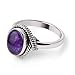 Chuvora 925 Oxidized Sterling Silver Natural Amethyst Gemstone Oval Rope Edge Vintage Band Ring Size 6