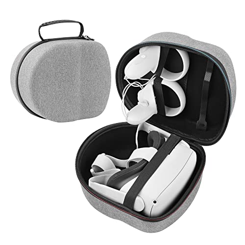 VR Carrying Case Compatible with Oculus Quest 2, Oculus Quest,Protect Oculus Quest VR Gaming Headset and Controllers Accessories (CASE ONLY) (Gray)