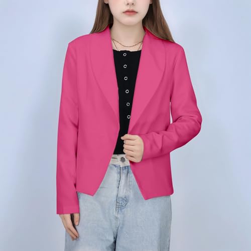 Girls Lapel Blazer Dressy Casual 2025 Fashion Long Sleeve Open Front Party Suit Performance Outgoing Cardigan Jackets 6-14Y4