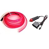 Balabaxer Rosa EL Wires Car Kit，3M Flexible Neon EL Draht für Autos DC 12V Neonatmosphäre Glühendes Elektrolumineszenzlicht Glühendes Neonlicht… (Rosa, 3m)