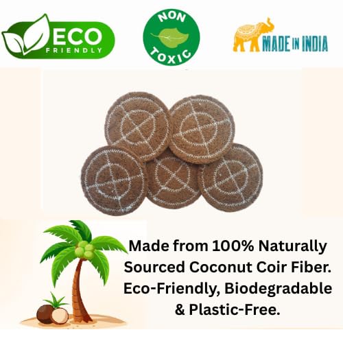 Image of Coir Scrubber for Utensils (Pack of 10) | Natural Coconut Fiber Kitchen Scrub Pads | Heavy Duty Dishwashing Scrubber | Eco-Friendly, Biodegradable & Plastic-Free