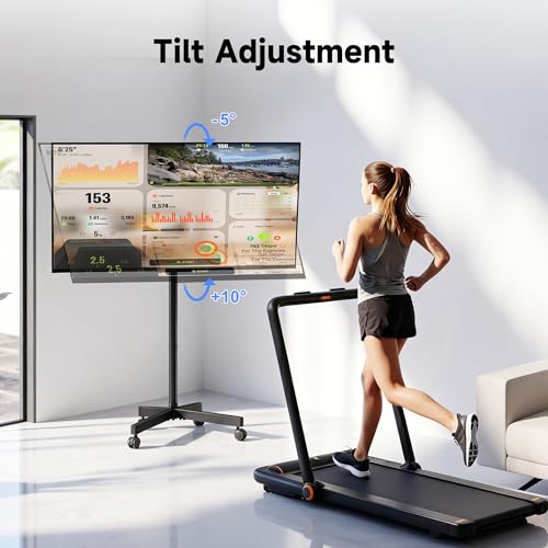 Image of XINLEI Mobile TV Stand on Wheels for Most 21-60 Inch Flat /Curved Screens TVs, Height Adjustable Rolling TV Cart, up to 77 lbs, Max VESA 400x400, ML55SE