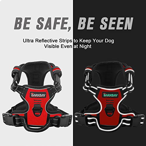 Barkbay No Pull Dog Harness Front Clip Heavy Duty Reflective Easy Control Handle For Large Dog Walking(Red,L) #TOP4