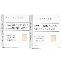Asterwood Hyaluronic Acid Cleansing Face Soap - Facial Soap for Women & Men - Collagen Boosting, Hydrating, Plumping, Soothing Bar Soap - Fragrance-free, Suitable for Sensitive Skin 2 Pack