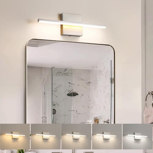 Image of Modern Bathroom Vanity Light 16 Inch, 14W Brushed Nickel Bathroom Light Fixture Over Mirror, Dimmable 5CCT LED Wall Sconce Lighting for Restroom Mirror Farmhouse