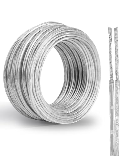 26 Gauge Clear Wire 30FT, UL 2468 26/2 Tinned Copper Electrical Wire