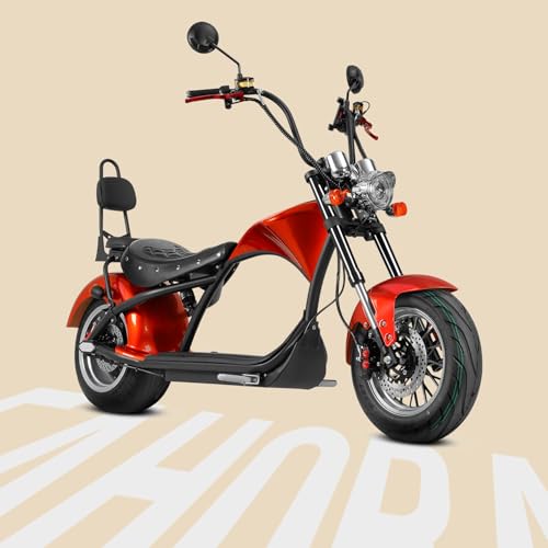 eAhora M1 (2025 Upgrade) 2000W Electric Motorcycle for Adults, 60V 30AH Lithium Battery with 40 Miles Long Range,2 Person Ride, Dual Hydraulic Brakes & Full Suspension,Street Legal (Electric Orange)
