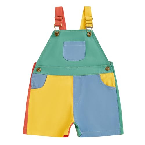 Kayotuas Toddler Overalls Shorts Boy Girl Contrast Color Sleeveless Suspender Romper Cute Short Bib Jumpsuit Summer Clothes (Green, 18-24 Months)