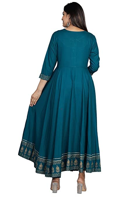 Image of JAYROSH Women's Embroidered Rayon Anarkali Kurta Gown | Flared Kurti for Women & Girls