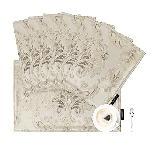 TOPLUXE Placemats 30x45cm, Luxury Table Mats for Dining Room/Banquet/Restaurant/Festival Decoration (Set of 6, Champagne)