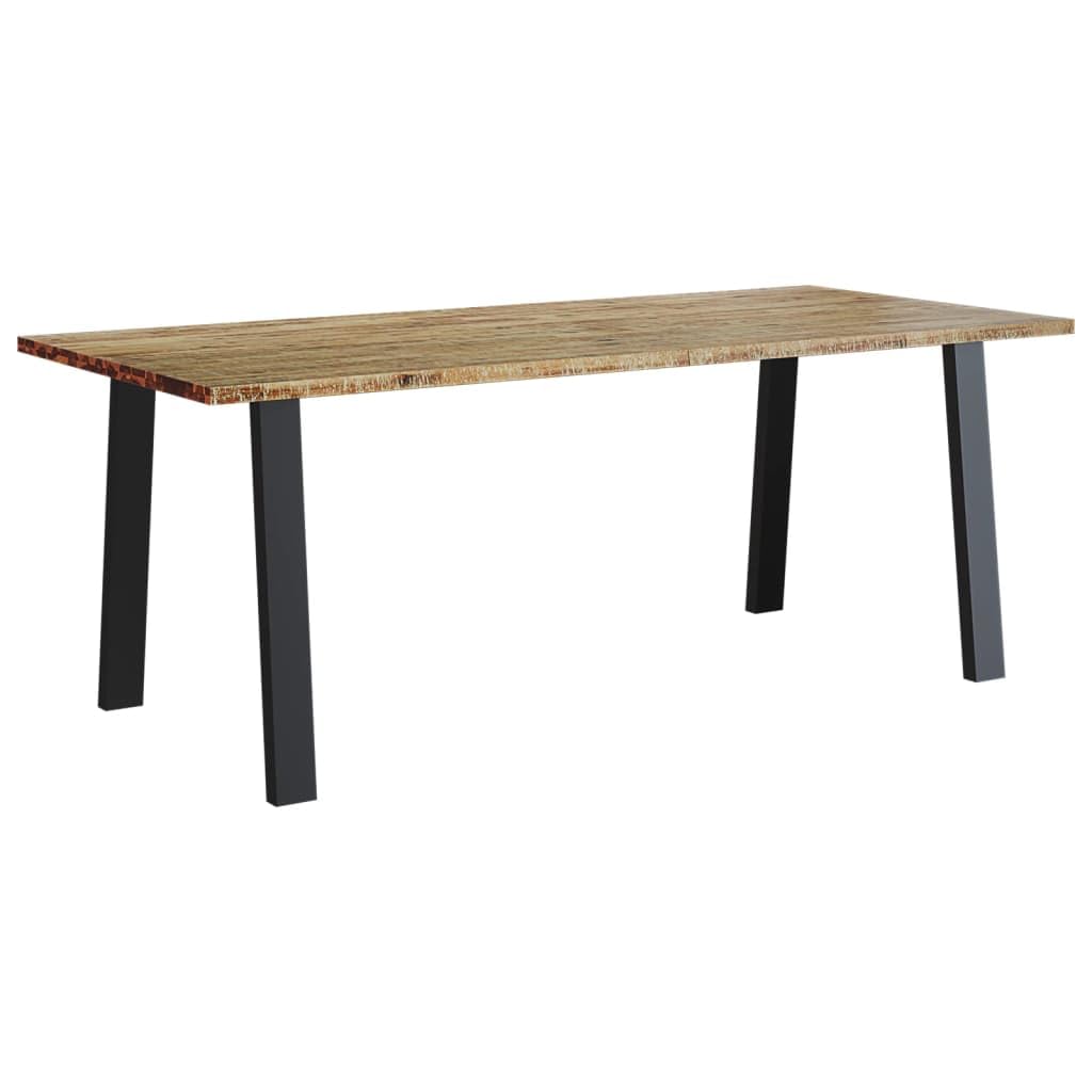 IKAYAA Mesa de Comedor Madera Maciza de Acacia 200x90x75 cmMesa Industrial de Comedor Mesa Salon Rustica Mesa Comedor Patas Metálicas/Hierro