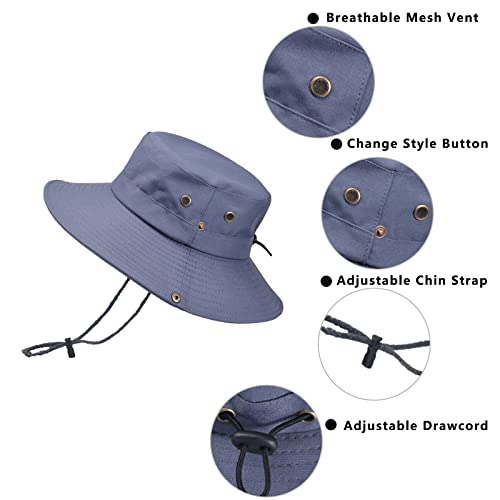 Sun Hats For Men/Women, Bucket Hat And Fishing Hat Wide Brim Foldable Boonie Hat With Uv Protectionfor For Hiking Camping Solid Grey #TOP2