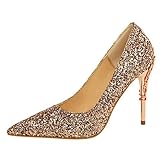* Absatzhöhe: 95 mm / 9,5 cm Damen Pailletten Pumps Spitz High Heel Stöckel Kleid Hochzeit Party Schuhe