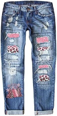 Jean Jacket Cropped Women Ladies Plaid Trousers Plus Size Christmas Tree Print Patchwork Jean Stretch Leggings for Women