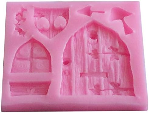 Duolaam 3D Fairy House Door Silicone Cake Chocolate Mold (Pink)