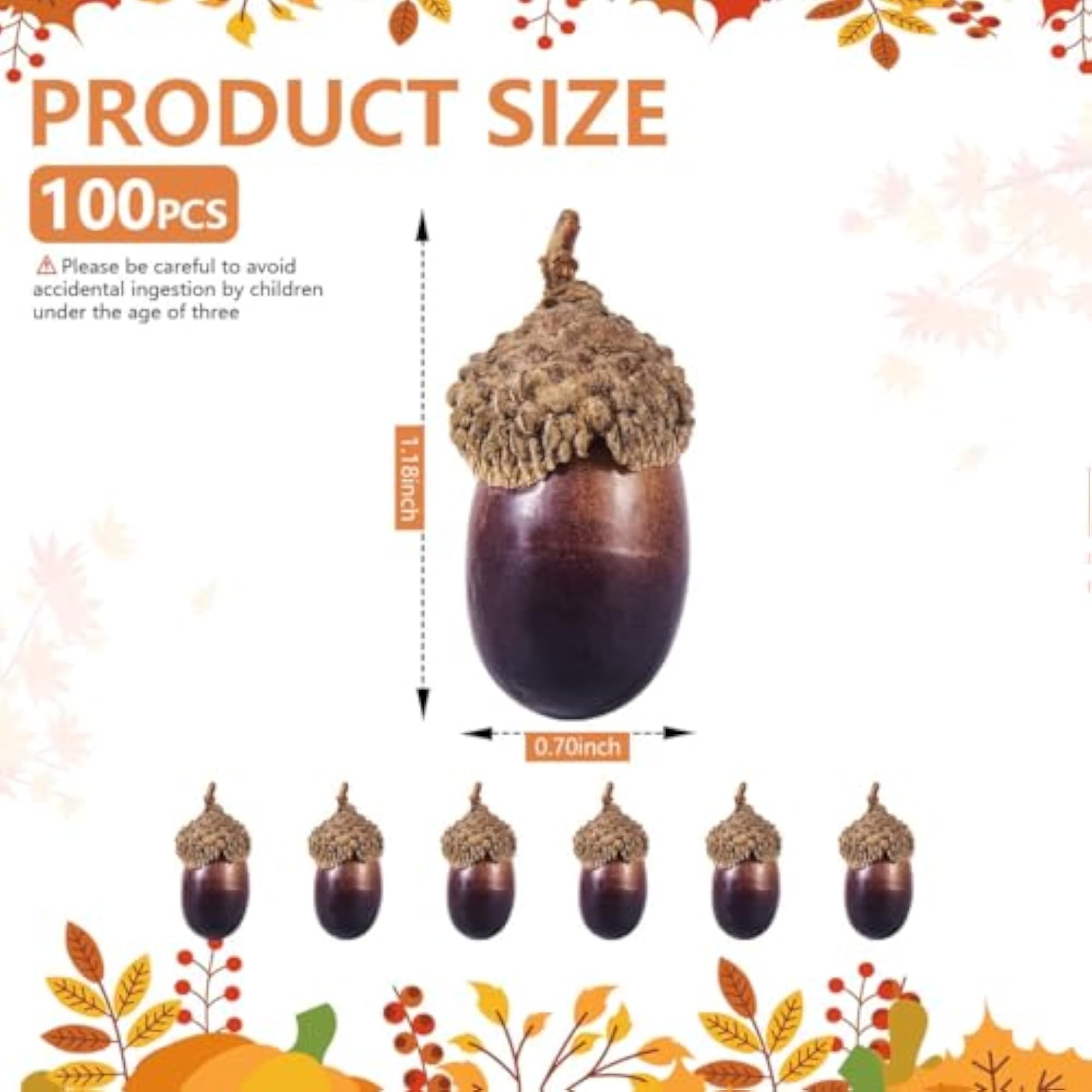 100 Pcs Artificial Acorns for Crafts