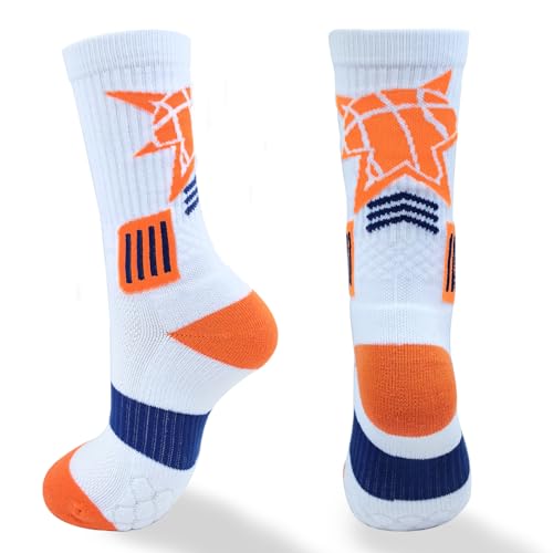 Basketball Socks, Basketball Woven Mid-Calf Socks Moisture Wicking Hiking Athletic Socks for Men, Women