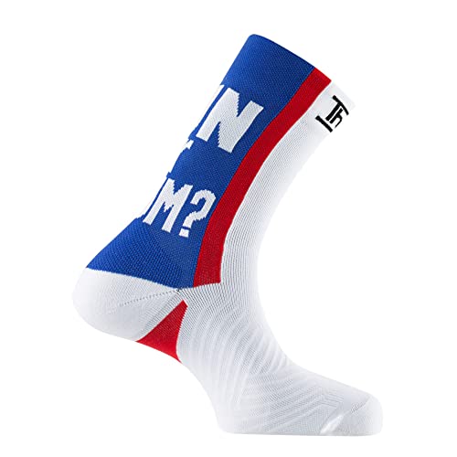 Thyo - Mi-chaussettes de running humoristique 'RUN OR RHUM ?' - couleur - Blanc - Pointure - 38-40