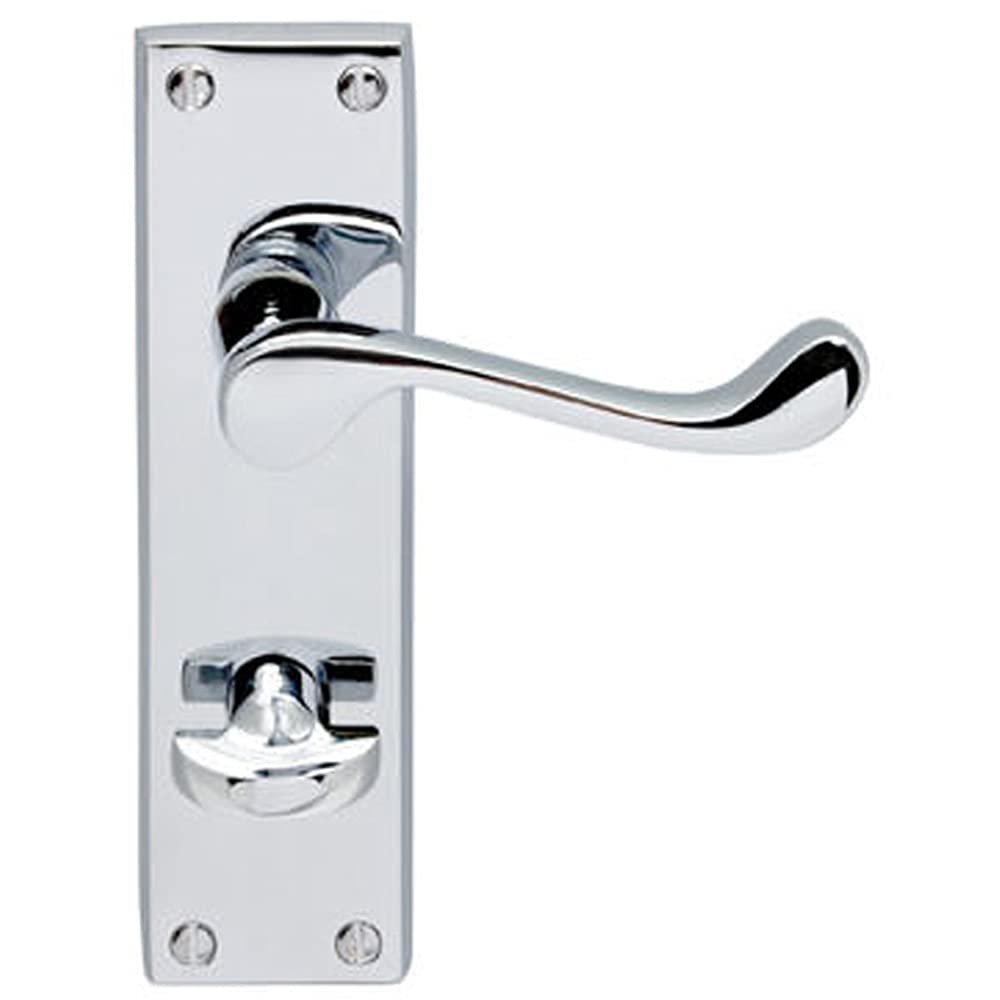Loops Polished Chrome Pair Victorian Scroll Lever On Bathroom Backplate - 155 X 41Mm - | Lever On Backplate Door Handle - Internal Door Hardware - Lock, Euro, Oval And Latch Options Available