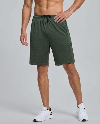 Image of Real Essentials Men's 5 Pack: 9 inch Dry-Fit Shorts - Athletic Gym, Workout, Basketball, Running, Casual Lounge Active Pockets