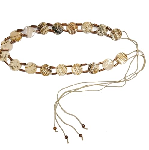 Tie belt with real shell link pieces