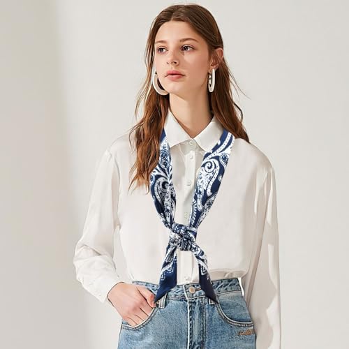 35" Head Scarf for Women, Silk-Like Large Bandana Square Satin Scarf Wraps for Hair4