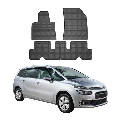 Fußmatten Automatten kompatibel mit Citroen C4 Spacetourer 2018-2023 OMAC Antirutsch Gummimatten Schwarz