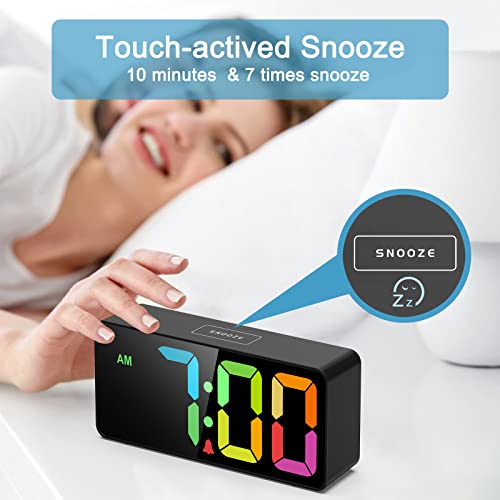 Image of Welgo 7.5 Inches Big Number Alarm Clock for Seniors & Kids | Big numbers, 0-100% adjustable brightness and volume, USB charging port, simple setup, snooze, outlet-powered bedside clock