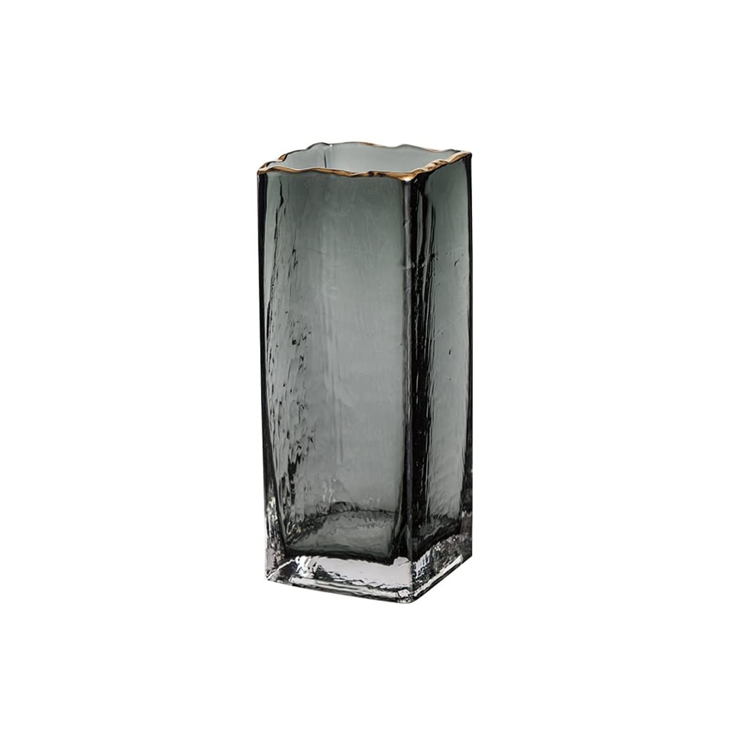 Vase en verre transparent de luxe avec ornements dorés