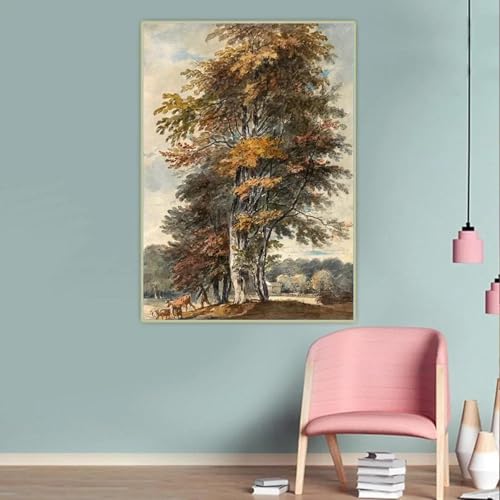 Peinture à l'huile sur toile haut de gamme Paysage avec des hêtres