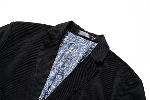 WZIKAI Men's Casual Corduroy Blazer Jacket Slim Fit One Button Work Wear Sport Coat Black L - Image 5
