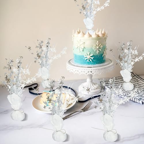 Centre de table flocon de neige argenté et blanc lot de 6