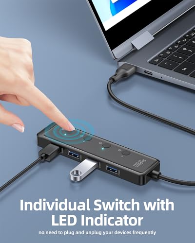Image of Selore USB 3.0 Hub, Selore 4-Port USB Hub Ultra-Slim Data USBA Splitter USBA Expander with 2 ft Compatible with A Port Laptop, for MacBook, Mac mini, iMac, PC, Flash Drive, HDD, Mouse,etc