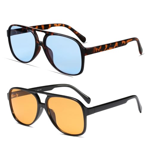 Image of Freckles Mark Vintage Retro 70s Sunglasses for Women Men Classic Large Square Aviator Trendy Glasses