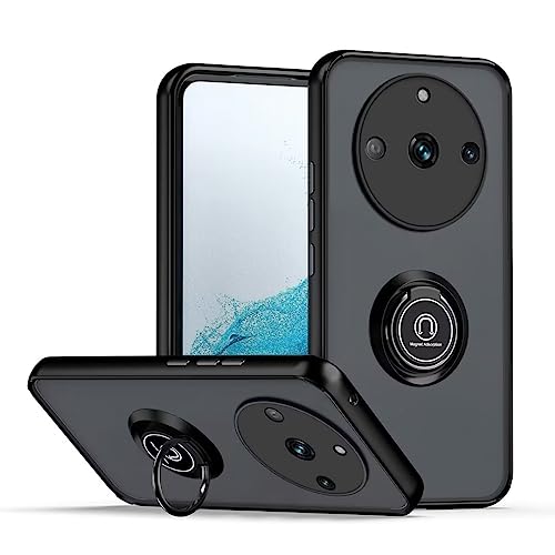 JIAFEI Funda para Realme 11 Pro+ (Plus)/Realme 11 Pro 5G Antigolpes Dura Carcasa Translúcido PC/TPU Silicona Protección con 360 Grados Anillo iman Soporte, Negro