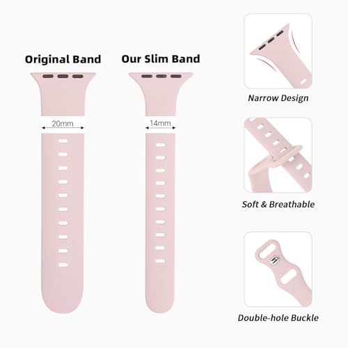Image of Thin Silicone Band Compatible with Apple Watch 41mm 38mm 40mm 46mm 45mm 42mm 44mm, Slim Narrow Replacement Sport Strap Wristband for iWatch Series 11 10 9 8 7 6 5 4 SE Ultra 3 2 1 Women Men
