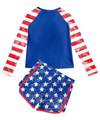 Image of Vogseek Girls Rash Guard Swimsuits 2 Piece Bathing Suit UPF 50+ Summer Swimwear Size 7-12T