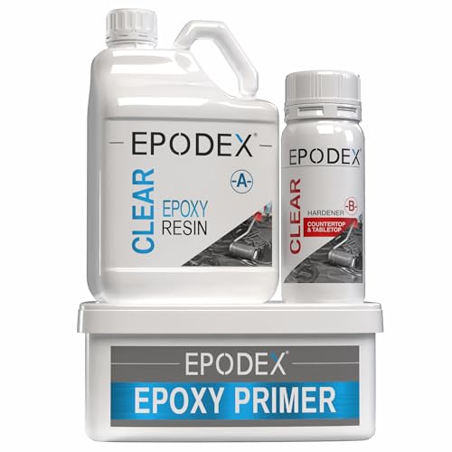 EPODEX Countertop & Table Top Epoxy Resin Kit, Epoxy Countertop Kit for Kitchen Counters, Tables & Bar Tops with Crystal-Clear Finish - Metallic Solid Kit-TERRA ORANGE & TRAFFIC RED - 16sqft (1.05gal)